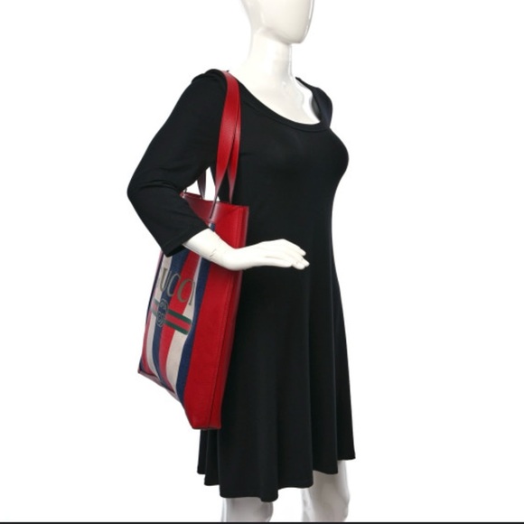 Gucci Red and Blue Sylvie Web Tote Bag - Picture 3 of 9